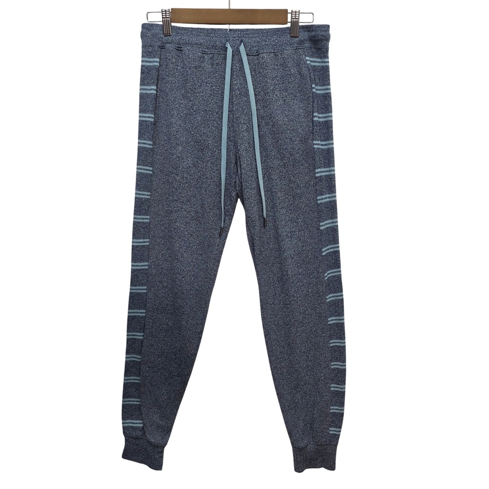 Felina Women Blue Marled Striped Joggers Knit Lounge Pants C4552 Small